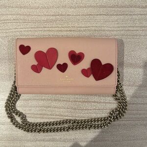 Kate Spade Light Pink Red Hearts Crossbody Purse Shoulder Bag